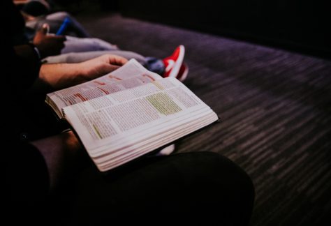 An open Bible during a gathering